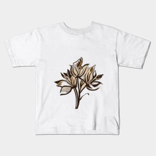 Elegant Golden Lily Flower on Black Background No. 943 Kids T-Shirt